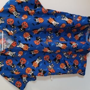 Blue Halloween Dog Print Women's Top